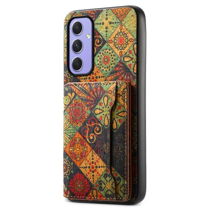 For Samsung Galaxy A55 5G Kickstand Cases Floral Pattern PU+TPU+PC Phone Cover Card Holder
