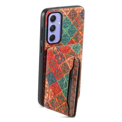 For Samsung Galaxy A55 5G Kickstand Cases Floral Pattern PU+TPU+PC Phone Cover Card Holder