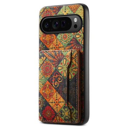 For Google Pixel 9 Pro / Pixel 9 Kickstand Cases Floral Pattern Card Slot PU+TPU+PC Phone Cover