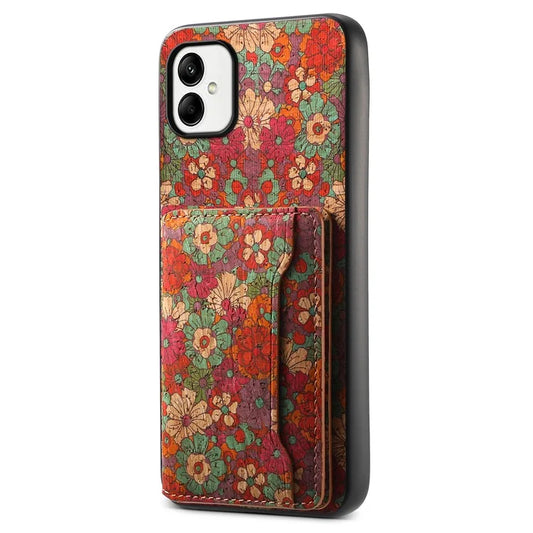 For Samsung Galaxy A05 4G Cases Floral Pattern Card Slot Kickstand PU+TPU+PC Phone Cover