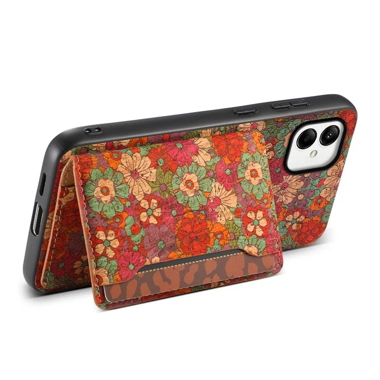 For Samsung Galaxy A05 4G Cases Floral Pattern Card Slot Kickstand PU+TPU+PC Phone Cover