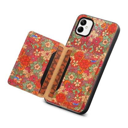 For Samsung Galaxy A05 4G Cases Floral Pattern Card Slot Kickstand PU+TPU+PC Phone Cover