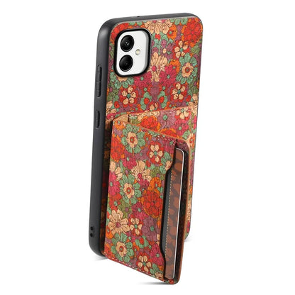 For Samsung Galaxy A05 4G Cases Floral Pattern Card Slot Kickstand PU+TPU+PC Phone Cover