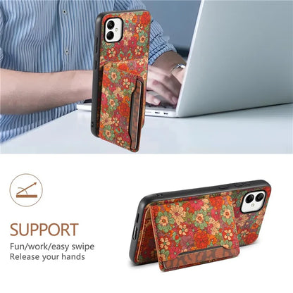 For Samsung Galaxy A05 4G Cases Floral Pattern Card Slot Kickstand PU+TPU+PC Phone Cover