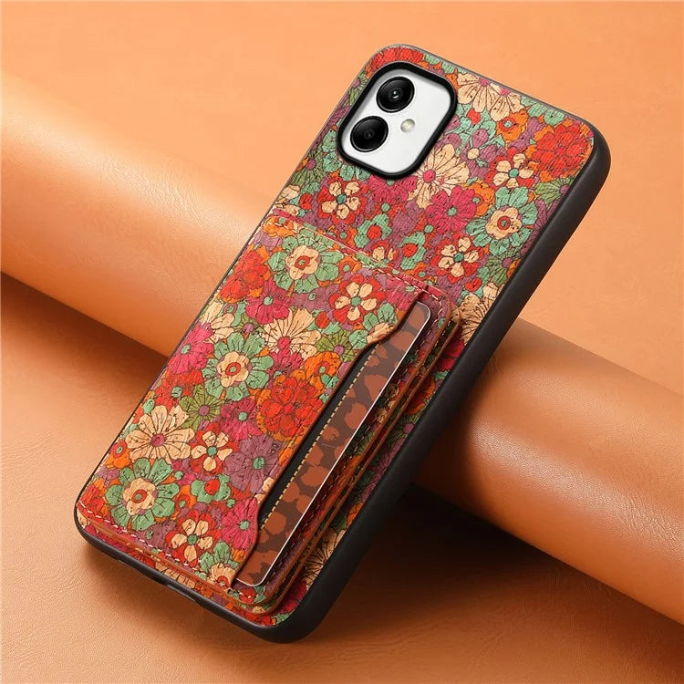 For Samsung Galaxy A05 4G Cases Floral Pattern Card Slot Kickstand PU+TPU+PC Phone Cover