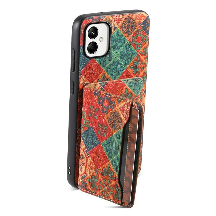 For Samsung Galaxy A05 4G Cases Floral Pattern Card Slot Kickstand PU+TPU+PC Phone Cover