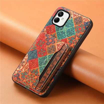 For Samsung Galaxy A05 4G Cases Floral Pattern Card Slot Kickstand PU+TPU+PC Phone Cover
