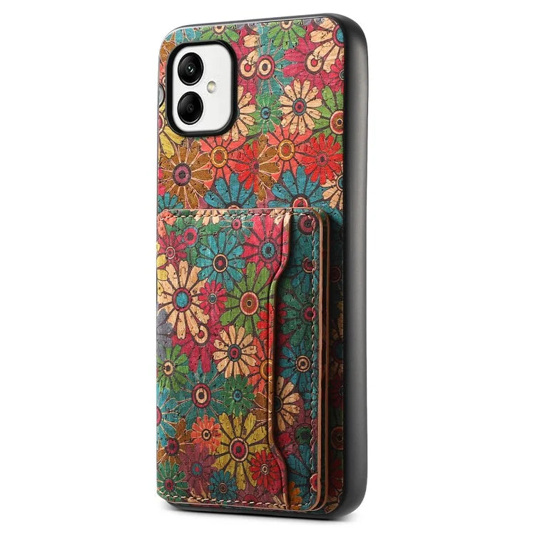 For Samsung Galaxy A05 4G Cases Floral Pattern Card Slot Kickstand PU+TPU+PC Phone Cover