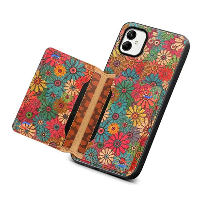 For Samsung Galaxy A05 4G Cases Floral Pattern Card Slot Kickstand PU+TPU+PC Phone Cover