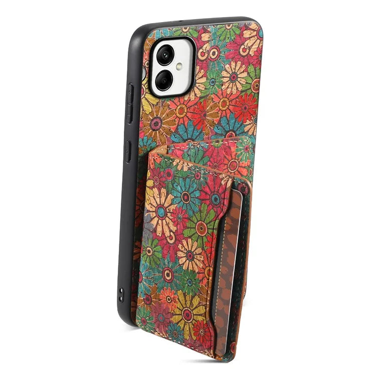 For Samsung Galaxy A05 4G Cases Floral Pattern Card Slot Kickstand PU+TPU+PC Phone Cover