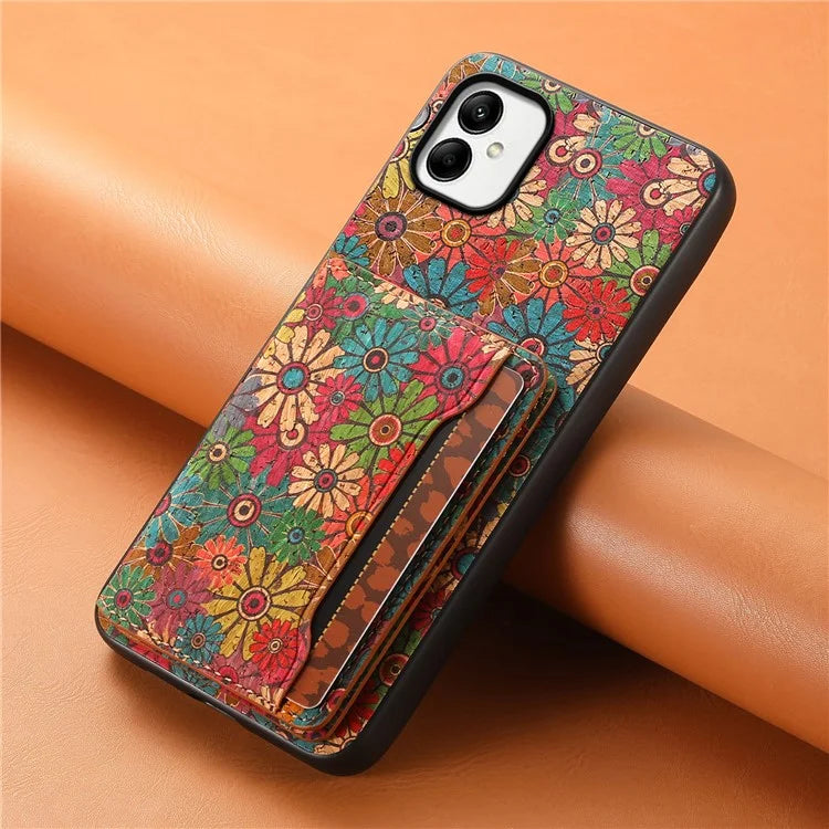 For Samsung Galaxy A05 4G Cases Floral Pattern Card Slot Kickstand PU+TPU+PC Phone Cover