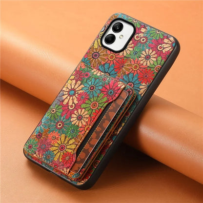 For Samsung Galaxy A05 4G Cases Floral Pattern Card Slot Kickstand PU+TPU+PC Phone Cover