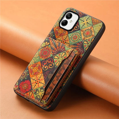 For Samsung Galaxy A05 4G Cases Floral Pattern Card Slot Kickstand PU+TPU+PC Phone Cover