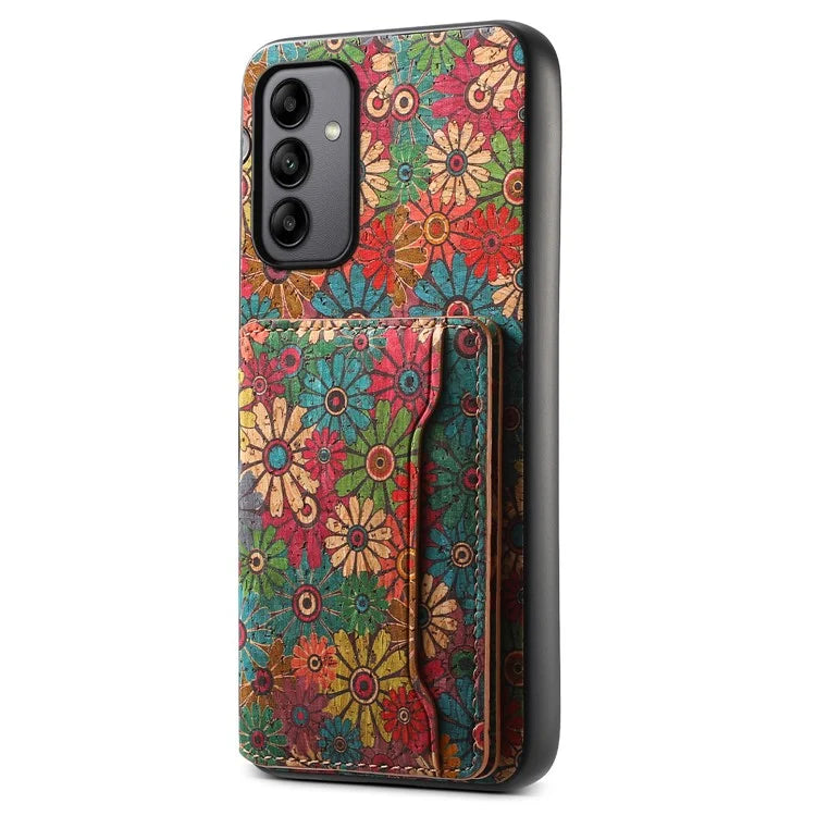For Samsung Galaxy A05s 4G Case Colorful Florals Leather Back Cover with Card Holder Kickstand