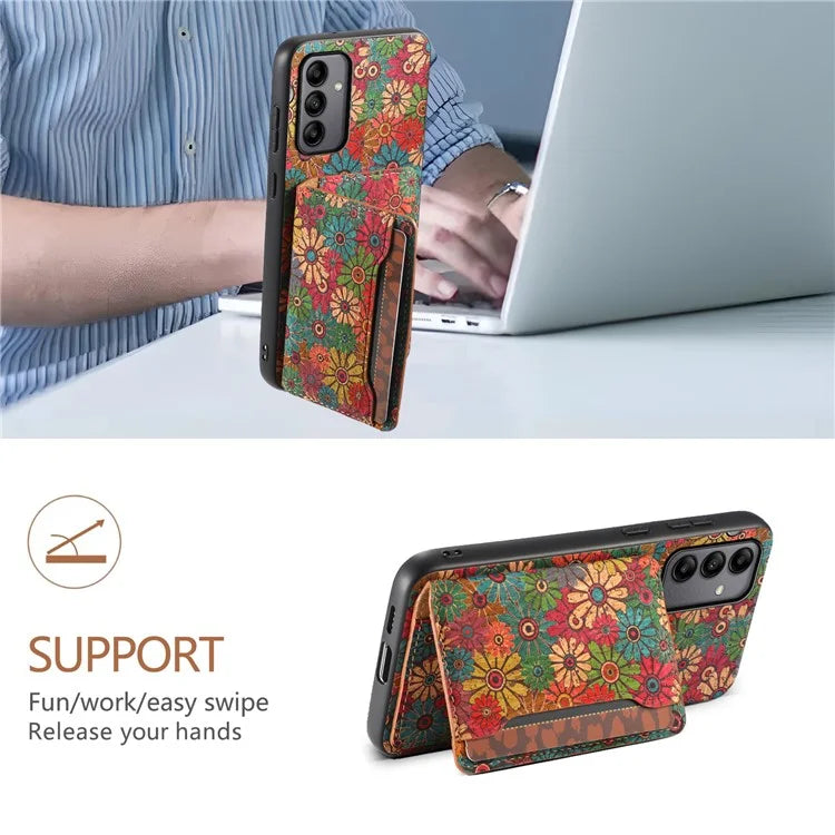 For Samsung Galaxy A05s 4G Case Colorful Florals Leather Back Cover with Card Holder Kickstand
