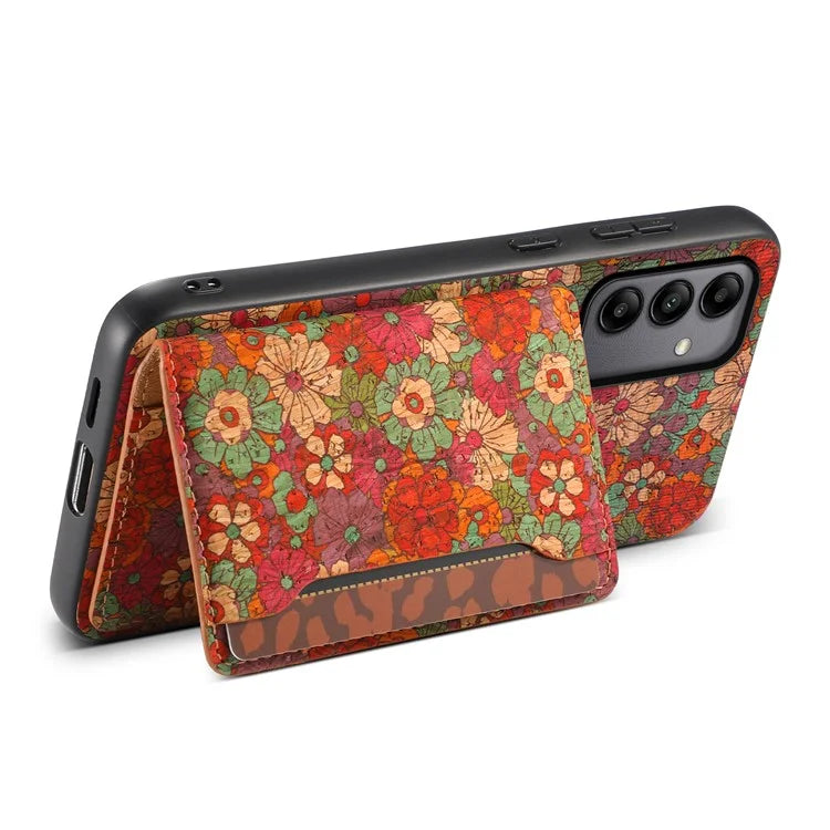 For Samsung Galaxy A05s 4G Case Colorful Florals Leather Back Cover with Card Holder Kickstand