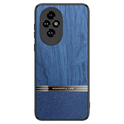 For Honor 200 Pro 5G Case Wood Texture Leather Coated TPU Phone Protective Cover