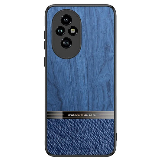 For Honor 200 Pro 5G Case Wood Texture Leather Coated TPU Phone Protective Cover