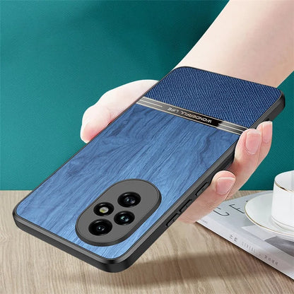 For Honor 200 Pro 5G Case Wood Texture Leather Coated TPU Phone Protective Cover