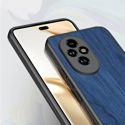 For Honor 200 Pro 5G Case Wood Texture Leather Coated TPU Phone Protective Cover