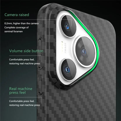 For Huawei Pura 70 Pro / Pura 70 Pro+ Case Carbon Fiber Texture PC Phone Cover+Green