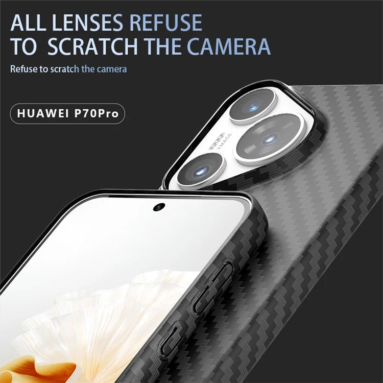 For Huawei Pura 70 Pro / Pura 70 Pro+ Case Carbon Fiber Texture PC Phone Cover+Red