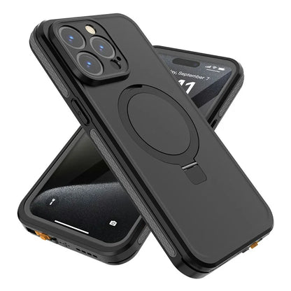 TB For iPhone 15 Pro Max Case IP68 Waterproof Dustproof Shockproof Phone Cover with Magnetic Kickstand
