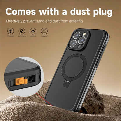TB For iPhone 15 Pro Max Case IP68 Waterproof Dustproof Shockproof Phone Cover with Magnetic Kickstand