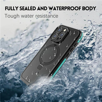 TB For iPhone 15 Pro Max Case IP68 Waterproof Dustproof Shockproof Phone Cover with Magnetic Kickstand