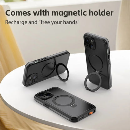 TB Protective Case For iPhone 15 Kickstand IP68 Waterproof Phone Cover Compatible with MagSafe