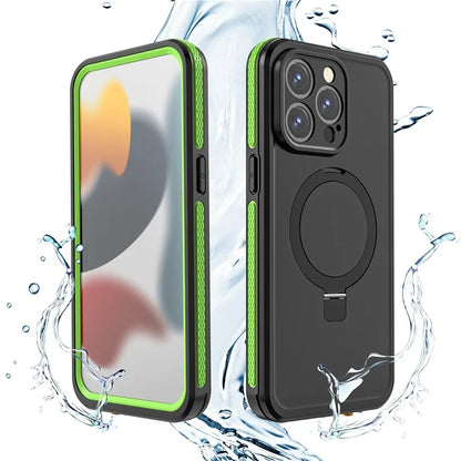 TB For iPhone 15 Pro IP68 Waterproof Case Kickstand Magnetic Phone Cover
