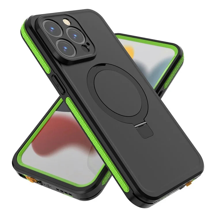 TB For iPhone 15 Pro IP68 Waterproof Case Kickstand Magnetic Phone Cover