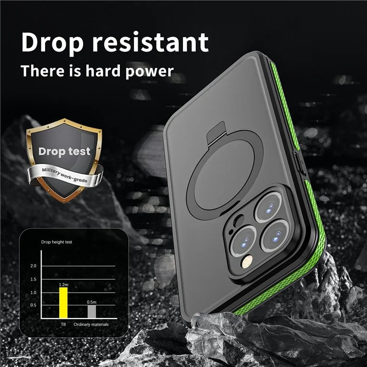 TB For iPhone 15 Pro IP68 Waterproof Case Kickstand Magnetic Phone Cover