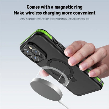 TB For iPhone 15 Pro IP68 Waterproof Case Kickstand Magnetic Phone Cover