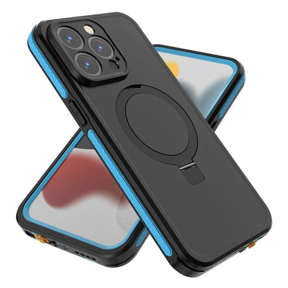 TB For iPhone 15 Pro IP68 Waterproof Case Kickstand Magnetic Phone Cover