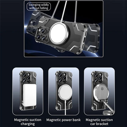 For iPhone 15 Pro Max Magnetic Case Frameless Back Phone Cover with Ring Kickstand