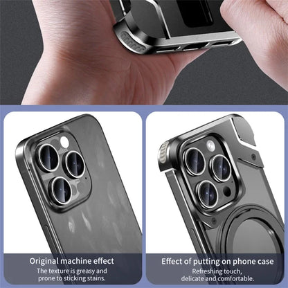 For iPhone 15 Pro Max Magnetic Case Frameless Back Phone Cover with Ring Kickstand