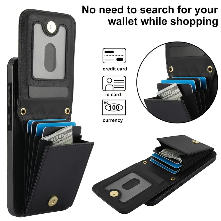 For Samsung Galaxy A55 5G Card Slots Case Rhombus Leather + TPU Phone Cover with Crossbody Strap
