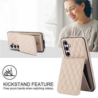 For Samsung Galaxy A55 5G Card Slots Case Rhombus Leather + TPU Phone Cover with Crossbody Strap