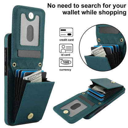 For Samsung Galaxy A55 5G Card Slots Case Rhombus Leather + TPU Phone Cover with Crossbody Strapish Green