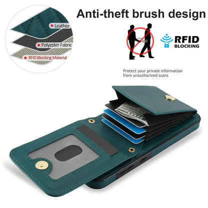 For Samsung Galaxy A55 5G Card Slots Case Rhombus Leather + TPU Phone Cover with Crossbody Strapish Green