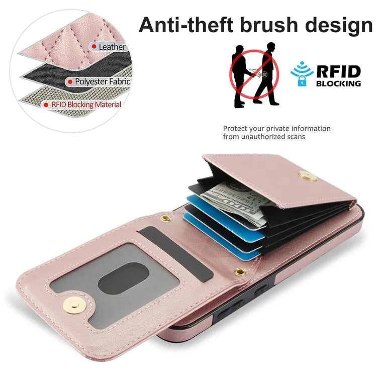 For Samsung Galaxy A55 5G Card Slots Case Rhombus Leather + TPU Phone Cover with Crossbody Strap