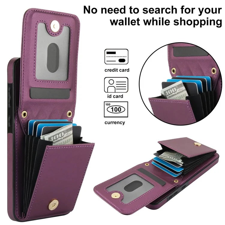 For Samsung Galaxy A55 5G Card Slots Case Rhombus Leather + TPU Phone Cover with Crossbody Strap