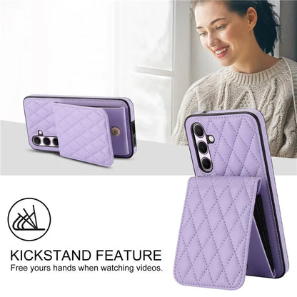 For Samsung Galaxy A55 5G Card Slots Case Rhombus Leather + TPU Phone Cover with Crossbody Strap