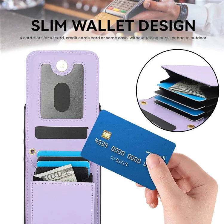 For Samsung Galaxy A55 5G Card Slots Case Rhombus Leather + TPU Phone Cover with Crossbody Strap