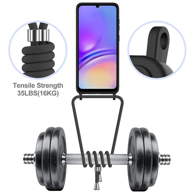 For Samsung Galaxy A05 4G Case Liquid Silicone Phone Cover with Card Slot, Long Strap
