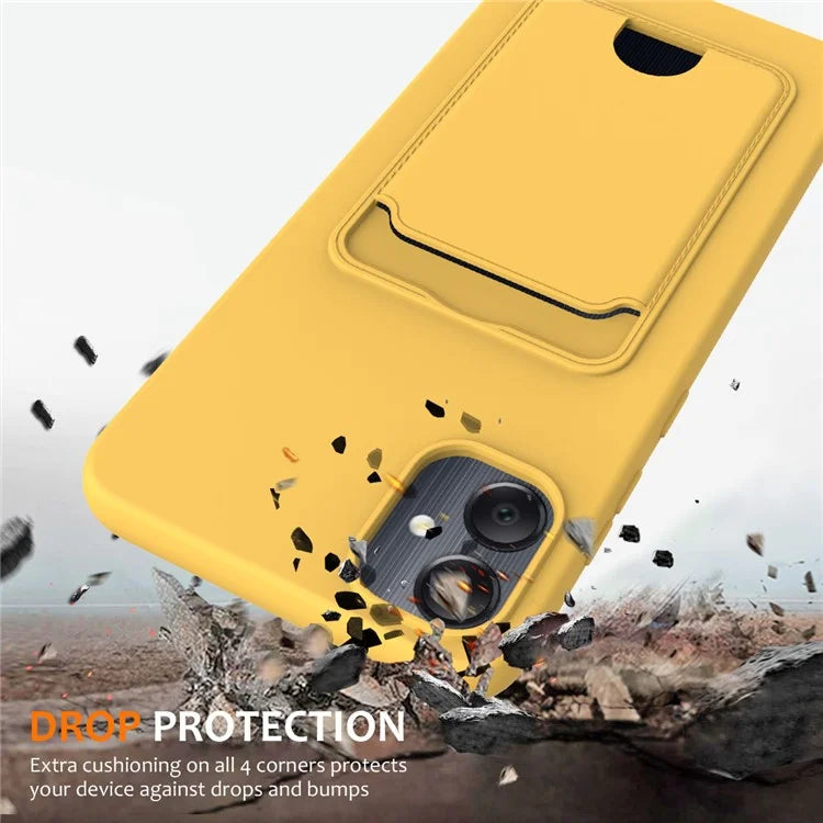For Samsung Galaxy A05 4G Case Liquid Silicone Phone Cover with Card Slot, Long Strap