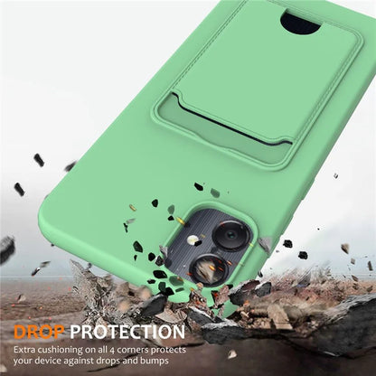 For Samsung Galaxy A05 4G Case Liquid Silicone Phone Cover with Card Slot, Long Strap