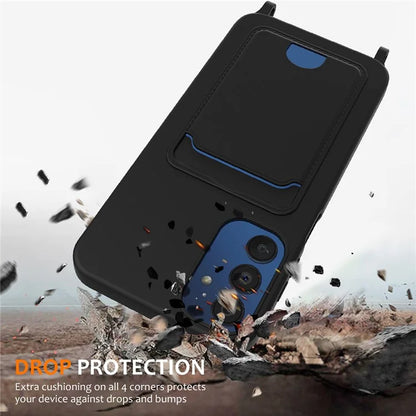 For Samsung Galaxy A05s 4G Case Card Slot Liquid Silicone Phone Cover with Lanyard