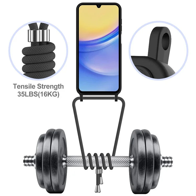 For Samsung Galaxy A05s 4G Case Card Slot Liquid Silicone Phone Cover with Lanyard